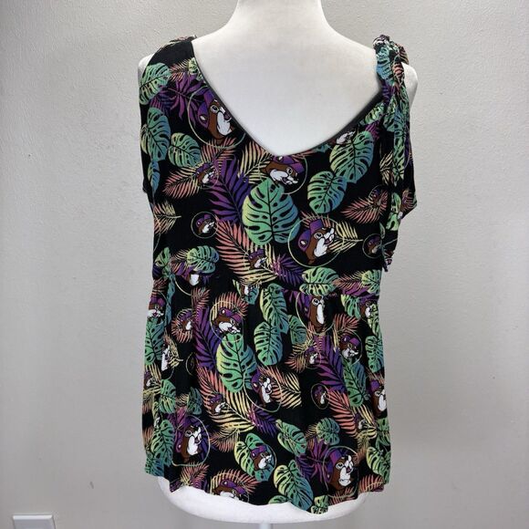 BUC-EE’S Women’s Flounce Tank Top Tie Straps Palm All Over Print Flowy Vacation - Picture 7 of 11